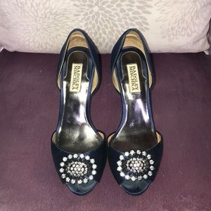 Badgley Mischka D’Orsay Blue Satin Shoes